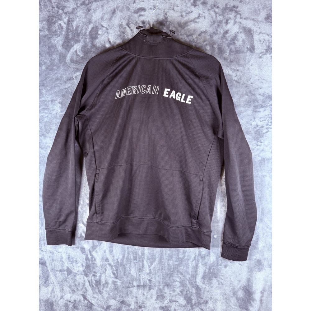American Eagle AE Flex Waffle Knit Quarter Zip Hoodie Black Men's Medium 2017